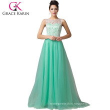 Грейс Карин без рукавов-линии длинные кружевные зеленые платья выпускного вечера CL6108-1#